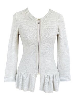 Lilly Pulitzer Karla Peplum Sweater Jacket Cream S